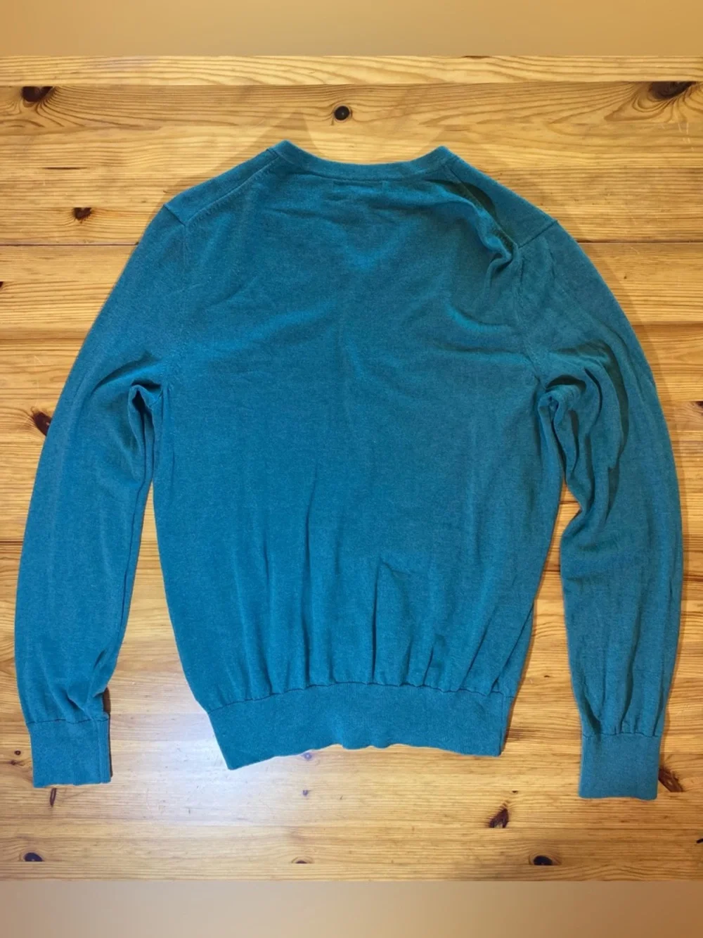 Banana Republic Luxury Lightweight Knit Silk V-Neck Lagoon Blue Size Large